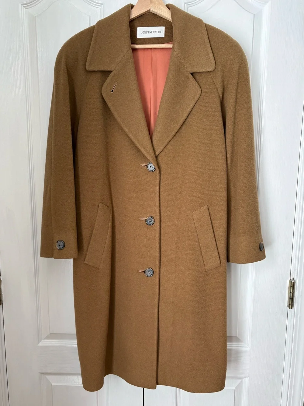 Vintage 90’s Jones New York Camel Brown 100% Wool Coat, L 🤎